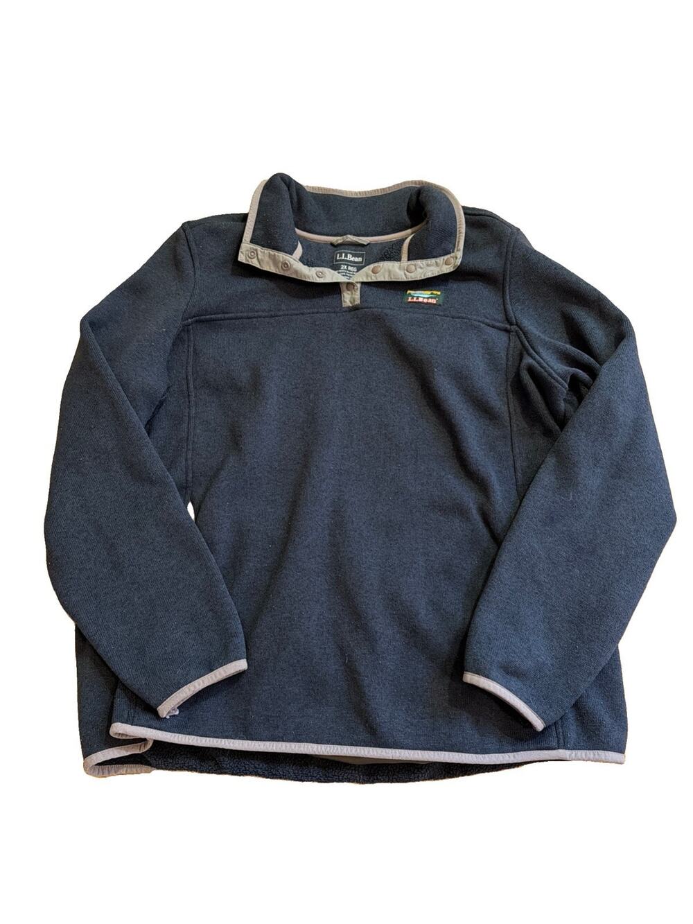 LL Bean Womens 2XL Sweater Fleece 1/4 T-Snap Pullover Jacket Blue Gorpcore Hike